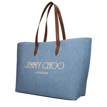Geantă pe umăr Jimmy Choo bleu din material textil