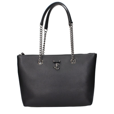 Geantă pe umăr Jimmy Choo neagră din piele cu accesorii gunmetal