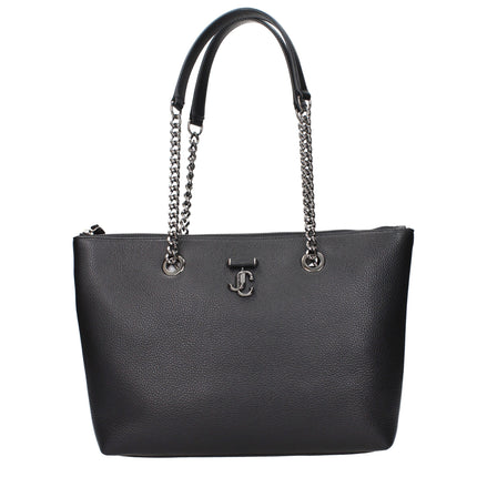 Geantă pe umăr Jimmy Choo neagră din piele cu accesorii gunmetal