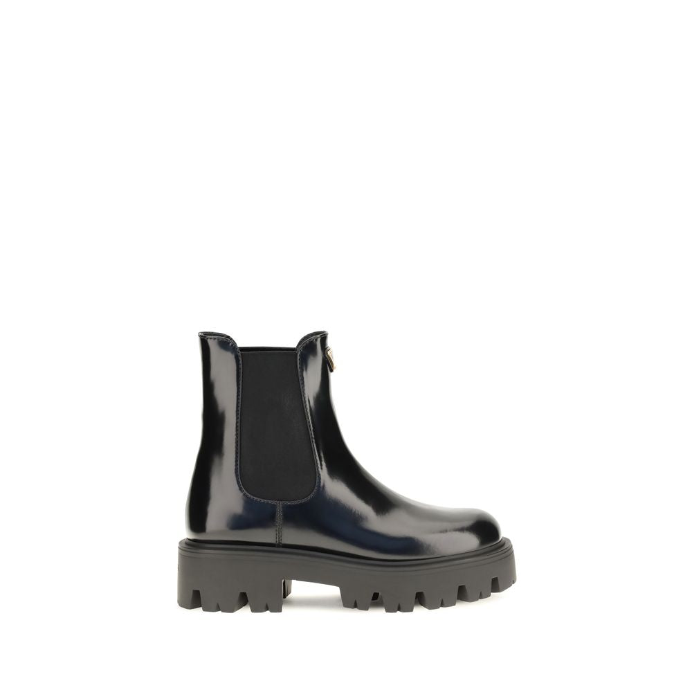 Ghete Chelsea Prada negre din piele