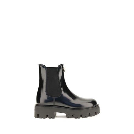 Ghete Chelsea Prada negre din piele