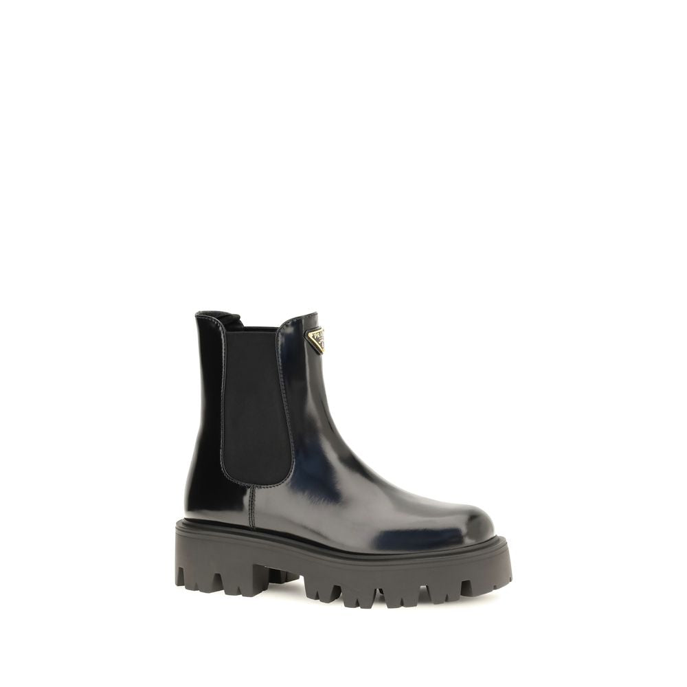Ghete Chelsea Prada negre din piele