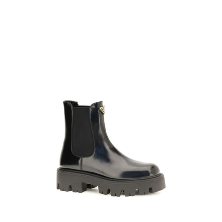 Ghete Chelsea Prada negre din piele