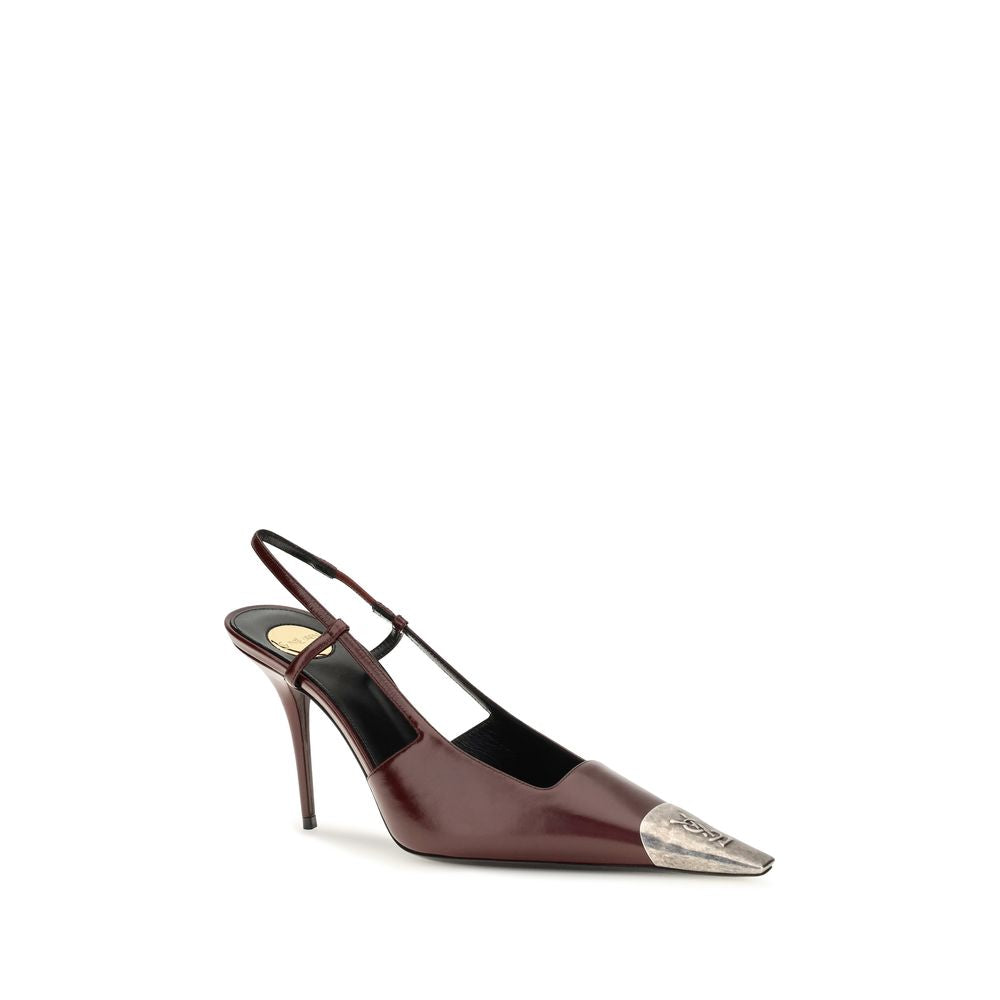 Pantofi cu toc înalt Saint Laurent bordo din piele