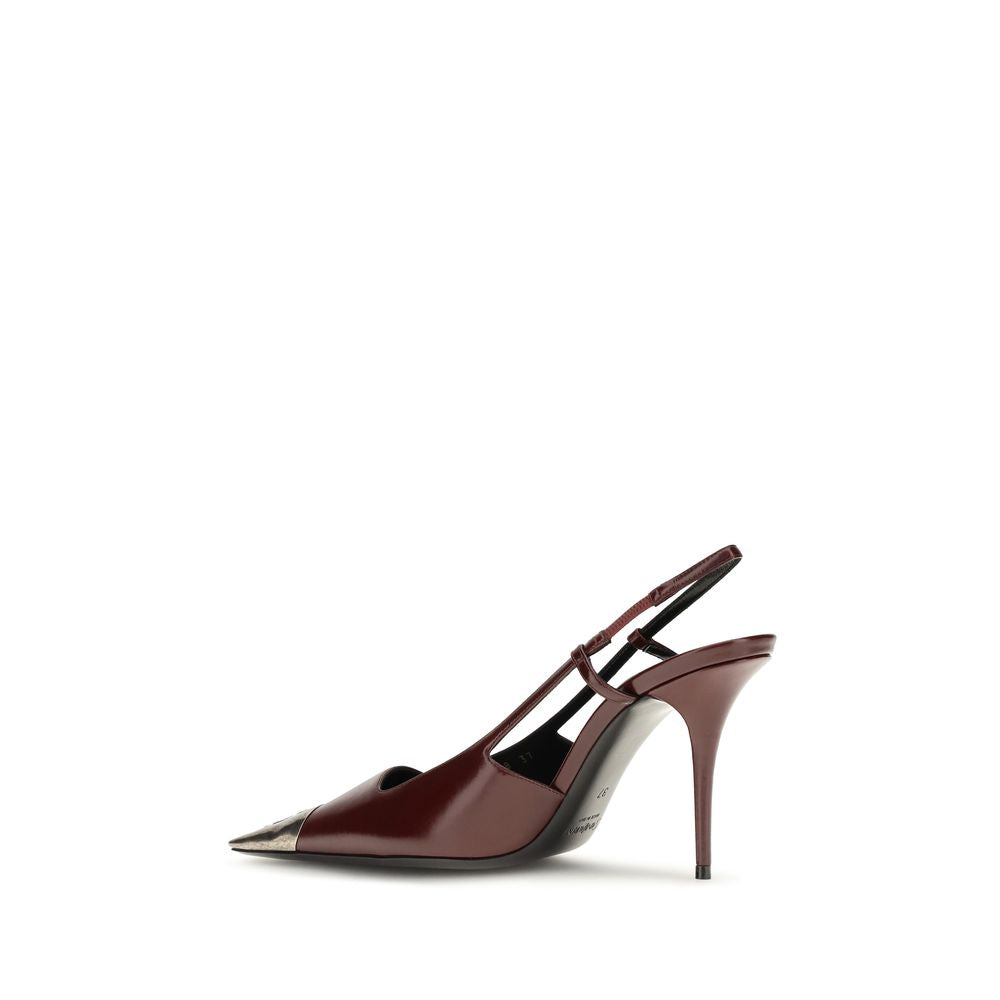 Pantofi cu toc înalt Saint Laurent bordo din piele