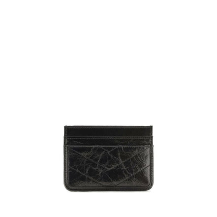 Suport pentru carduri Saint Laurent negru din piele