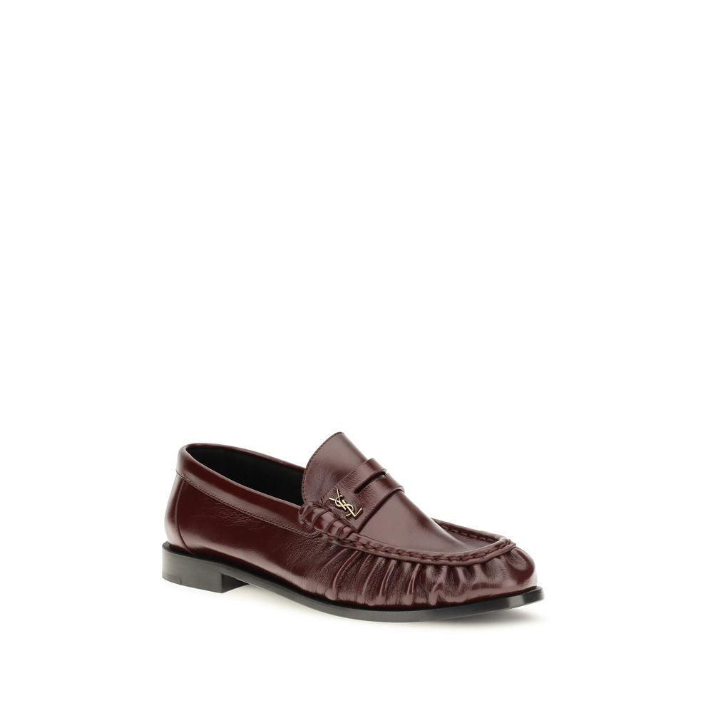 Mocasini slip-on Saint Laurent bordo din piele