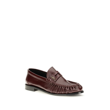 Mocasini slip-on Saint Laurent bordo din piele