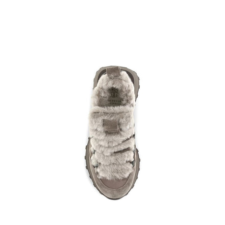 Sneakers atletici Brunello Cucinelli gri din piele întoarsă