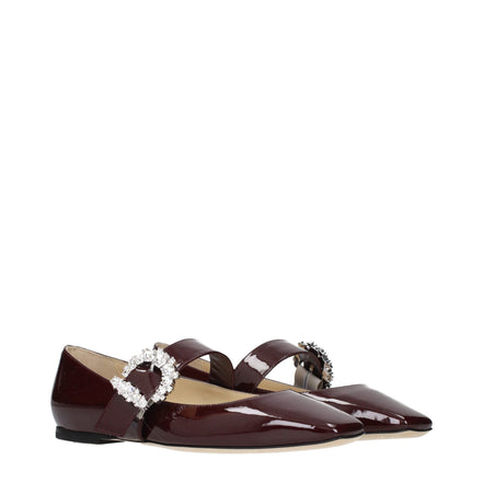 Balerini Jimmy Choo roșii din piele lăcuită
