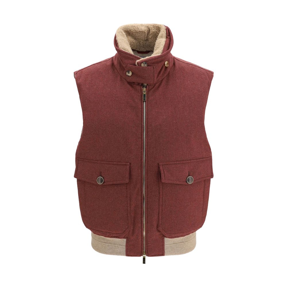 Brunello Cucinelli Vestă Bordeaux din Lână