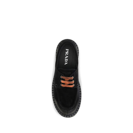 Prada Mocasini Negri din Piele Întoarsă