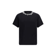 Tricou Palm Angels negru din bumbac cu logo pe guler