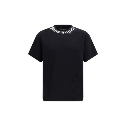 Tricou Palm Angels negru din bumbac cu logo pe guler