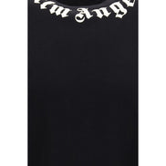 Tricou Palm Angels negru din bumbac cu logo pe guler