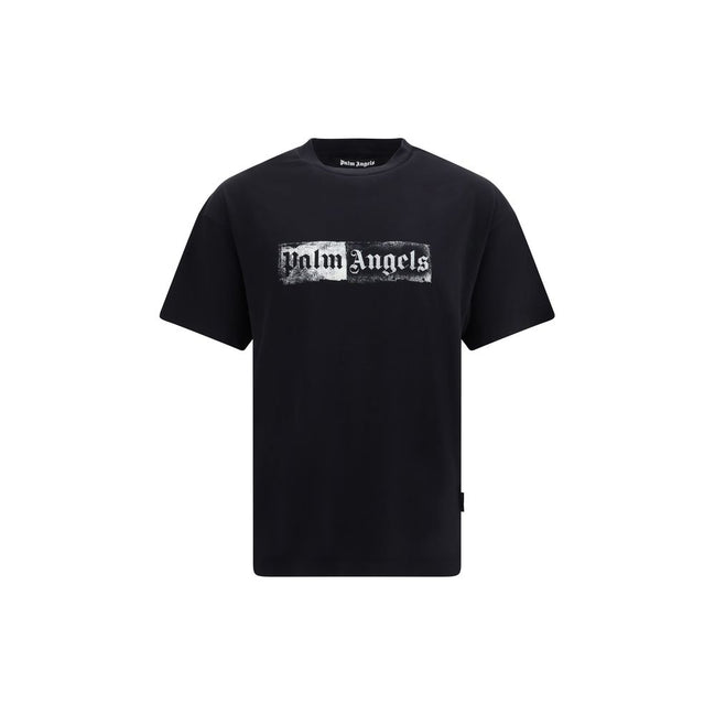Tricou Palm Angels negru din bumbac cu logo ștampilă