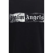 Tricou Palm Angels negru din bumbac cu logo ștampilă