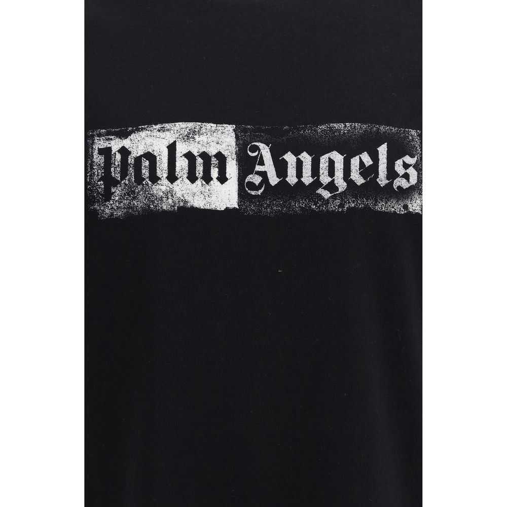 Tricou Palm Angels negru din bumbac cu logo ștampilă