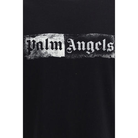 Tricou Palm Angels negru din bumbac cu logo ștampilă