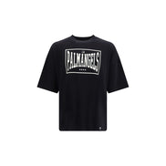 Tricou Palm Angels negru din bumbac cu logo box