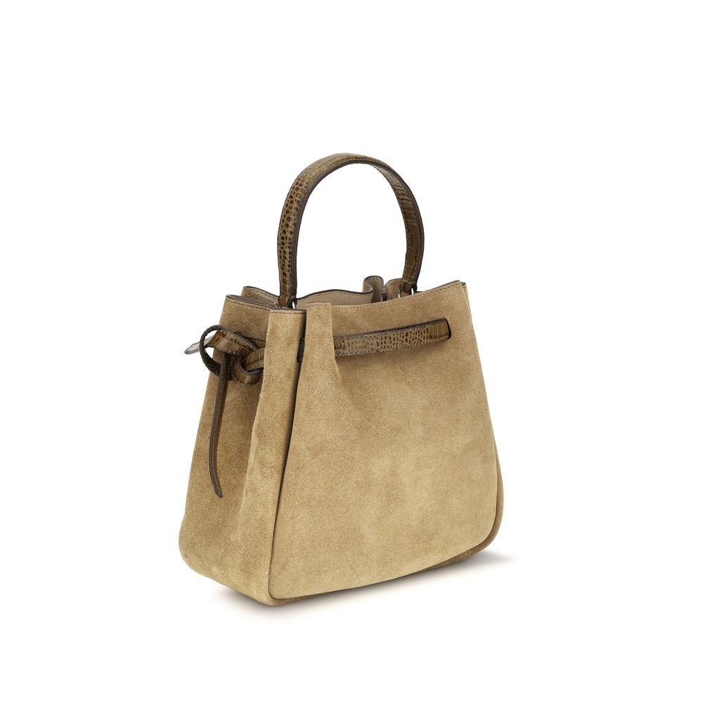 Tory Burch Beige Suede Leather Bucket Bag