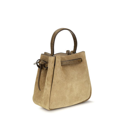 Tory Burch Beige Suede Leather Bucket Bag