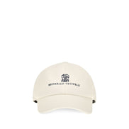 Brunello Cucinelli White Silk Baseball Cap