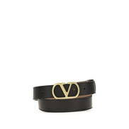 Valentino Garavani Black Leather Regular Belt
