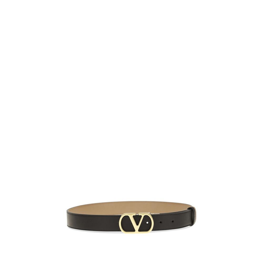 Valentino Garavani Black Leather Regular Belt