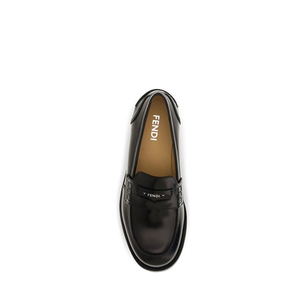 Fendi Loafers Slip-On Negri din Piele