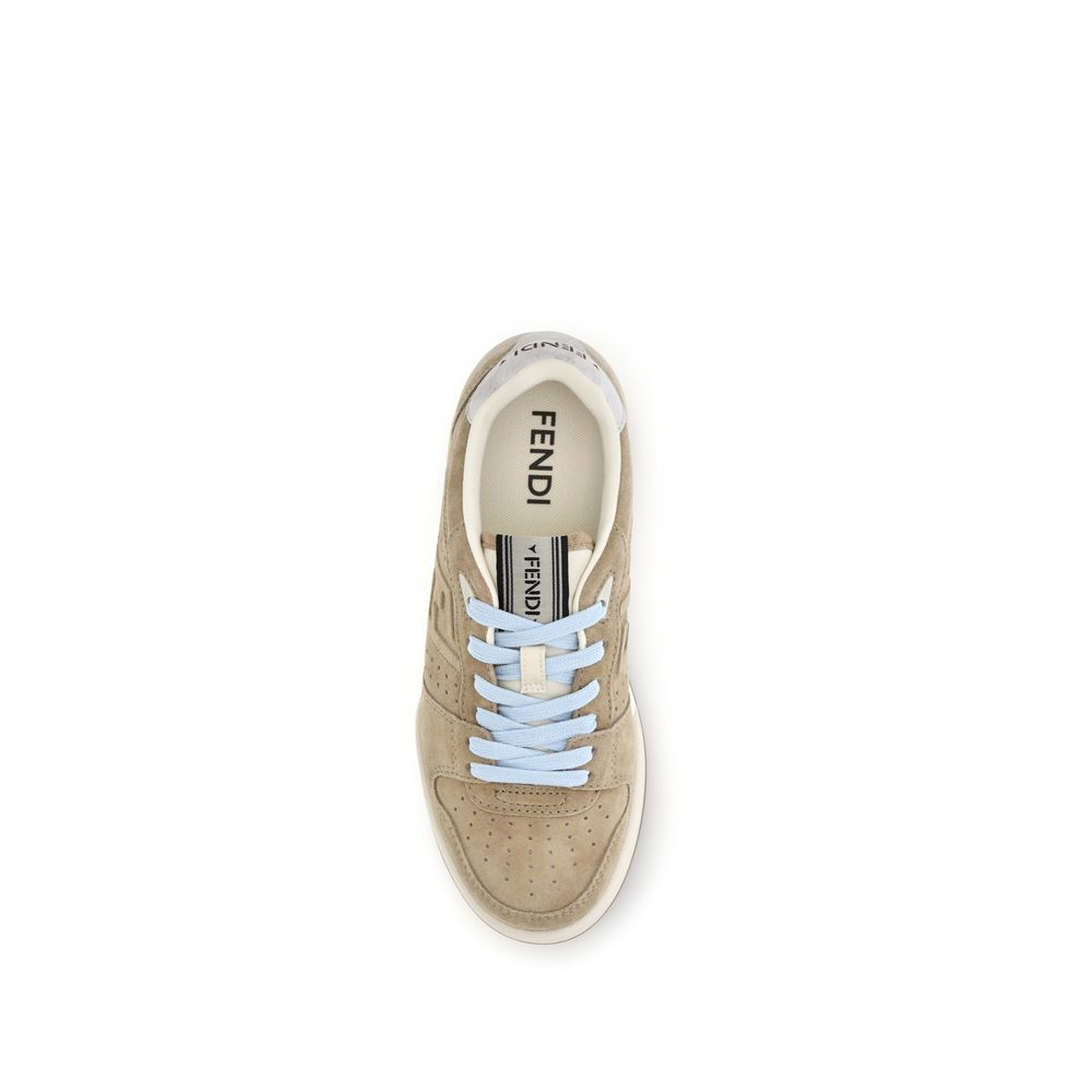 Fendi Sneakers Joși din Piele de Vițel Bej