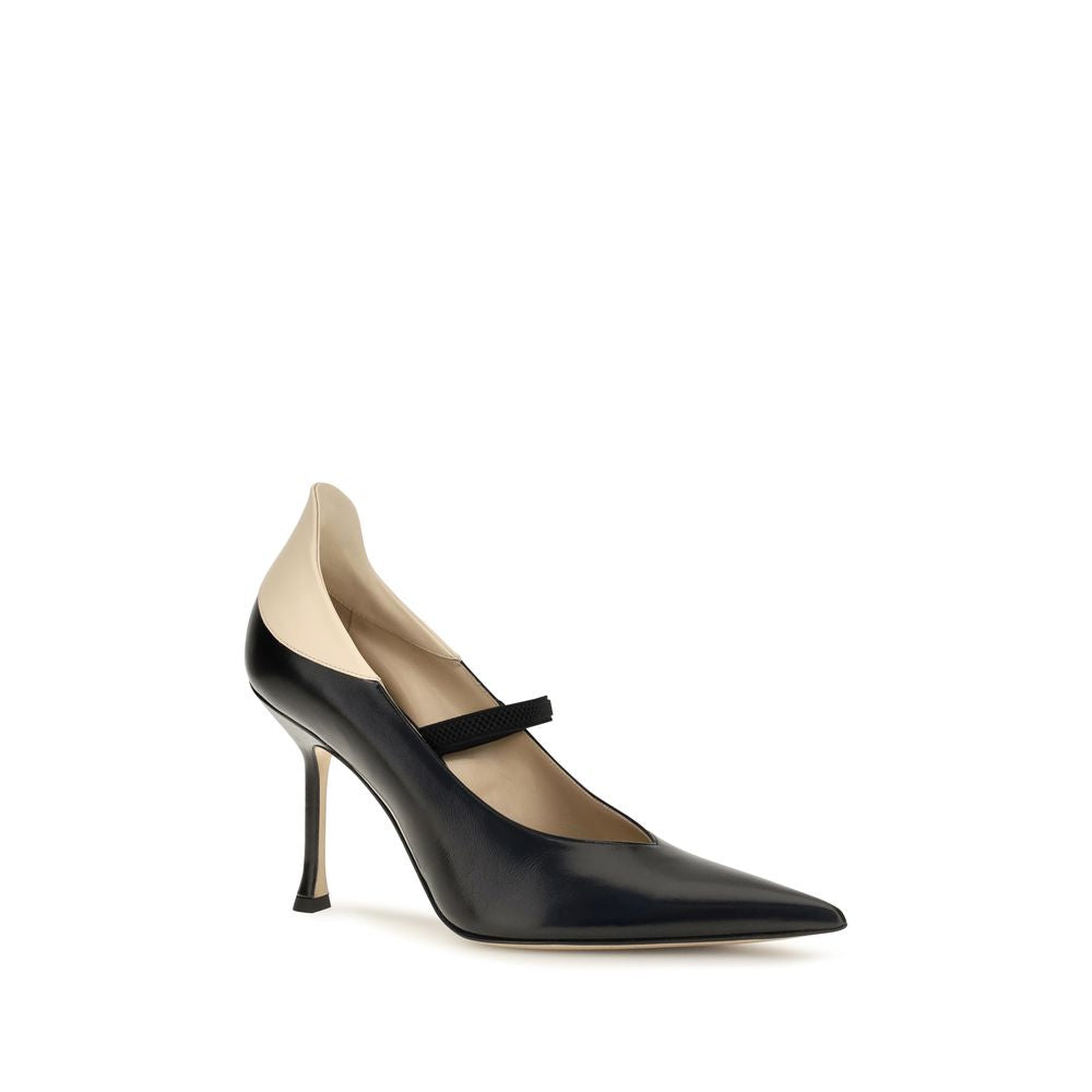 Fendi Pantofi cu Toc Negri din Piele