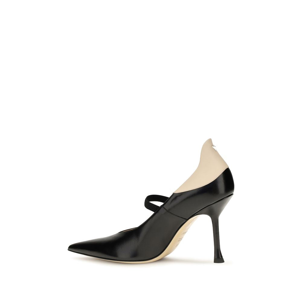 Fendi Pantofi cu Toc Negri din Piele