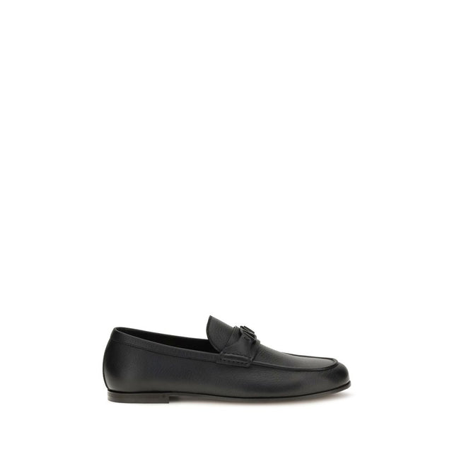 Valentino Garavani Loafers Slip-On Negri din Piele de Căprioară