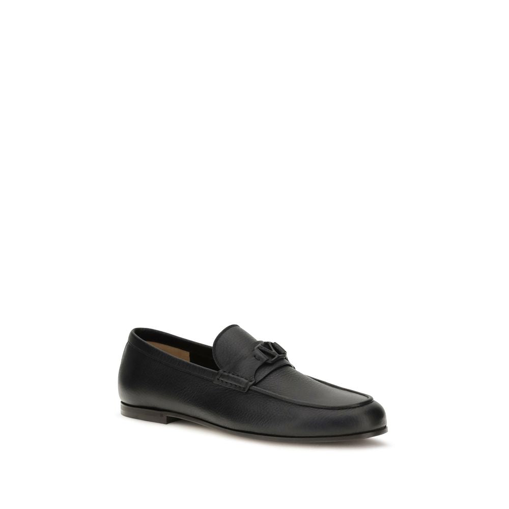 Valentino Garavani Loafers Slip-On Negri din Piele de Căprioară