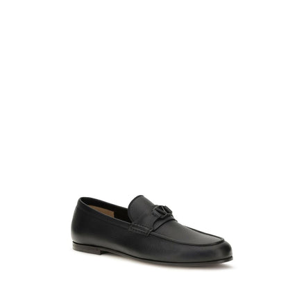 Valentino Garavani Loafers Slip-On Negri din Piele de Căprioară