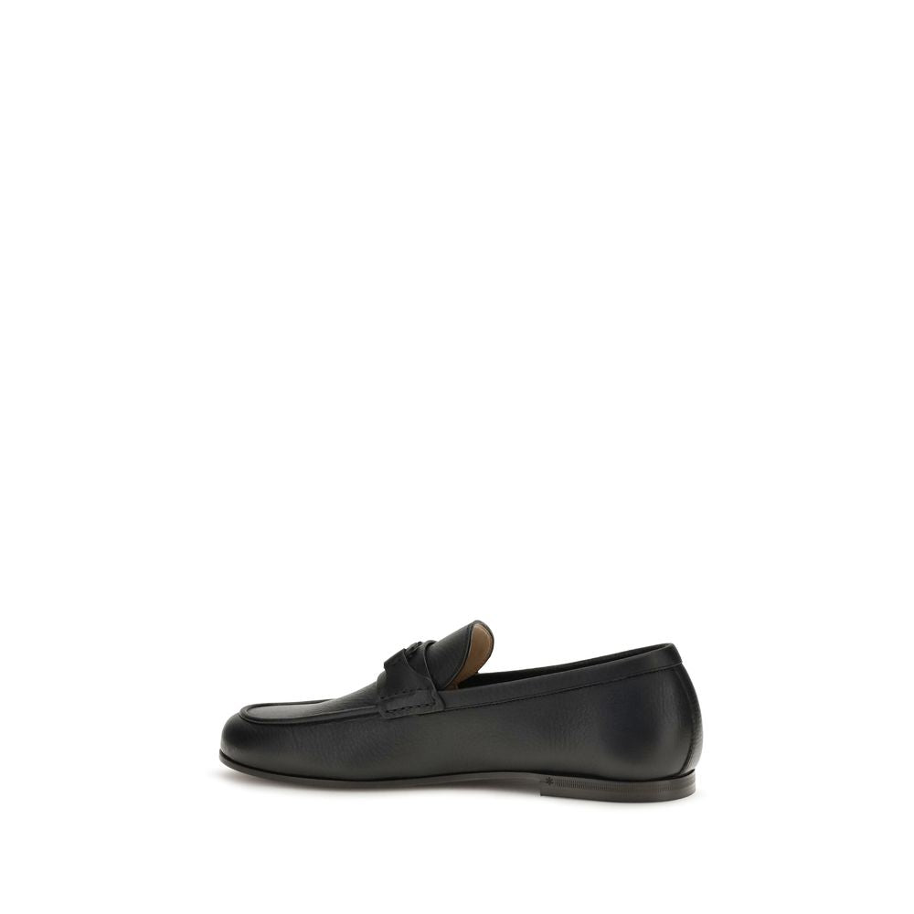 Valentino Garavani Loafers Slip-On Negri din Piele de Căprioară