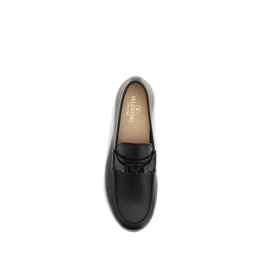 Valentino Garavani Loafers Slip-On Negri din Piele de Căprioară