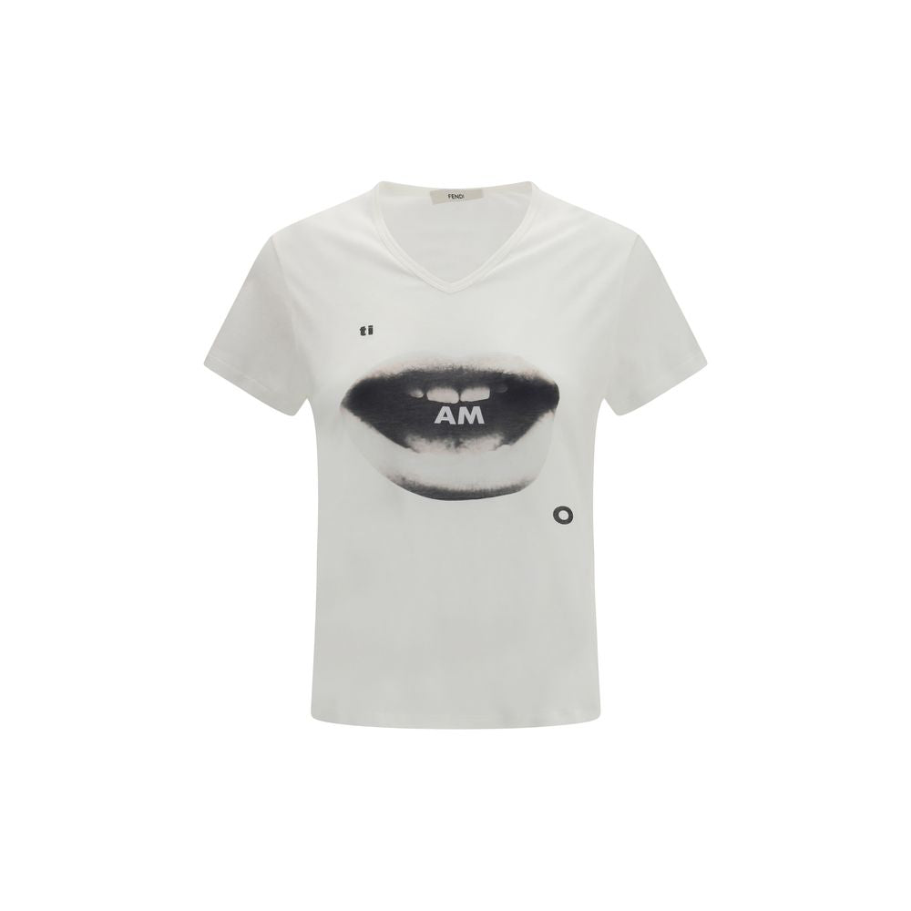 Fendi Tricou Alb din Bumbac