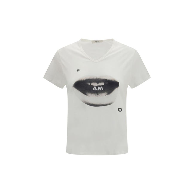 Fendi Tricou Alb din Bumbac
