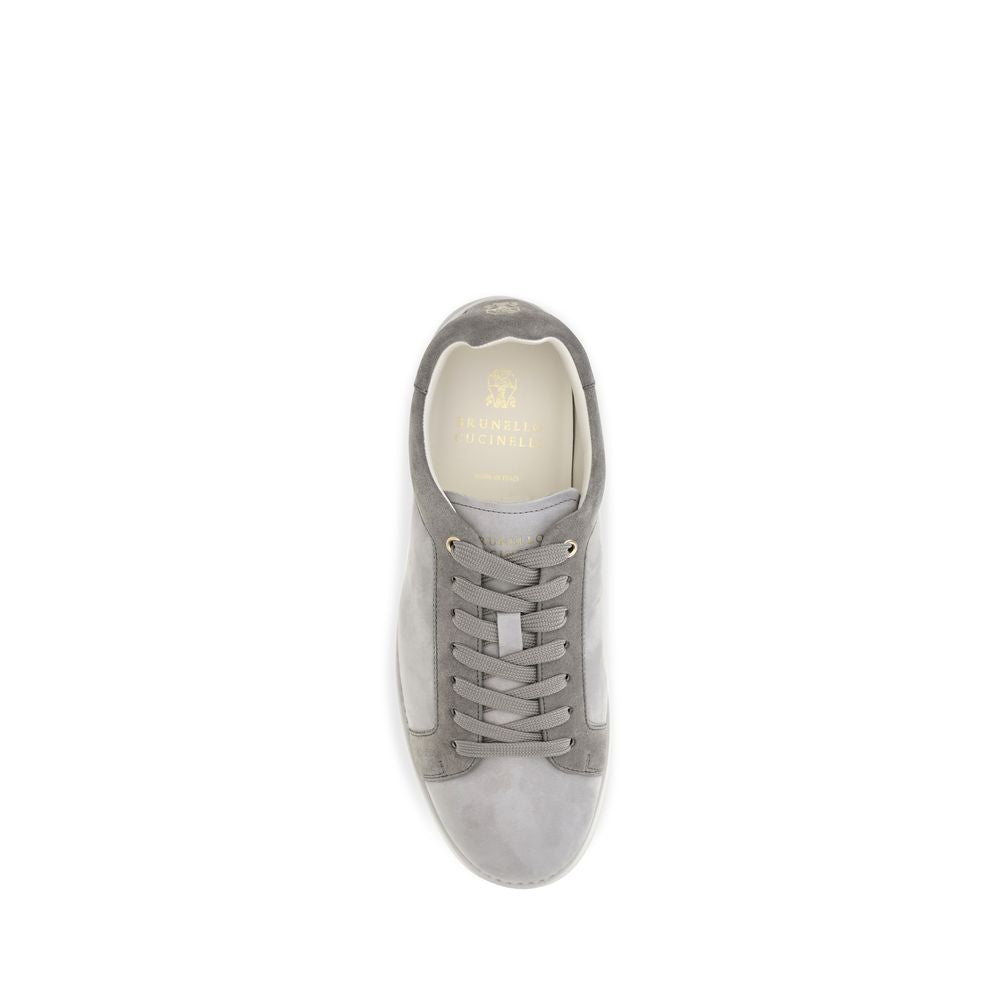 Brunello Cucinelli Pantofi Sport Gri din Piele Întoarsă