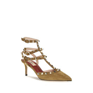 Valentino Garavani Pantofi cu Toc Bej din Piele de Capră