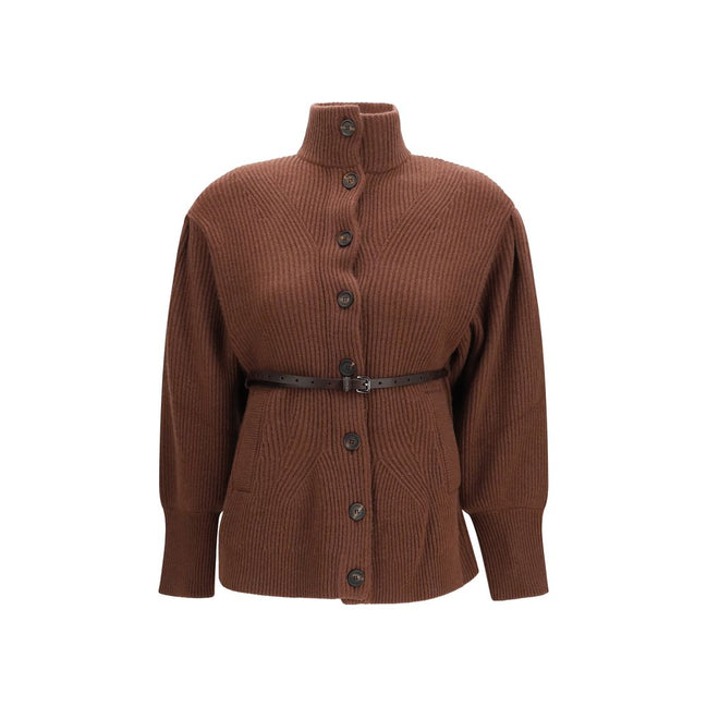 Brunello Cucinelli Cardigan Maro din Lână