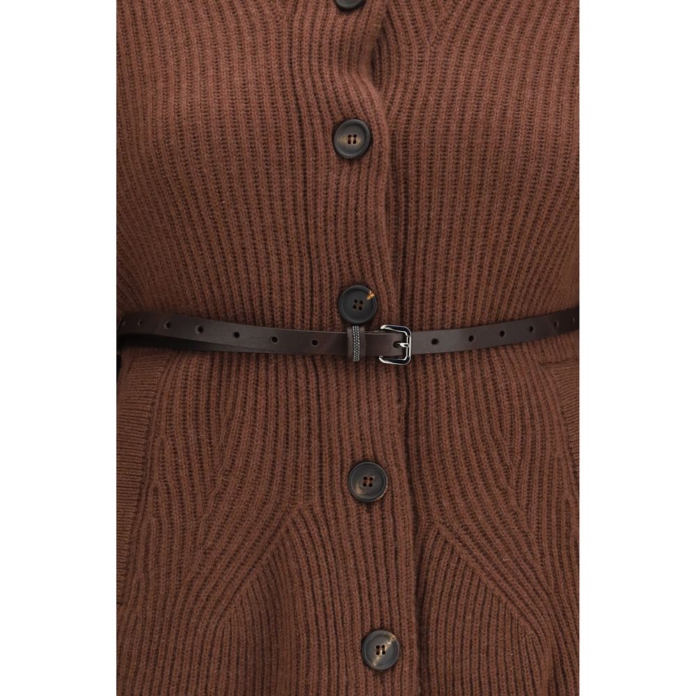 Brunello Cucinelli Cardigan Maro din Lână