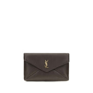 Saint Laurent Poșetă Clutch Maro din Piele de Miel