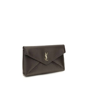 Saint Laurent Poșetă Clutch Maro din Piele de Miel