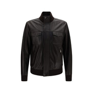 Dolce & Gabbana Geacă Bomber Maro din Piele de Miel