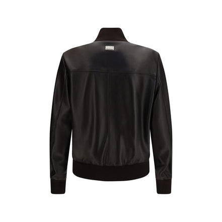 Dolce & Gabbana Geacă Bomber Maro din Piele de Miel
