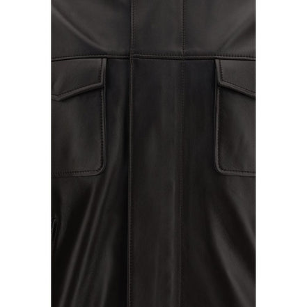 Dolce & Gabbana Geacă Bomber Maro din Piele de Miel