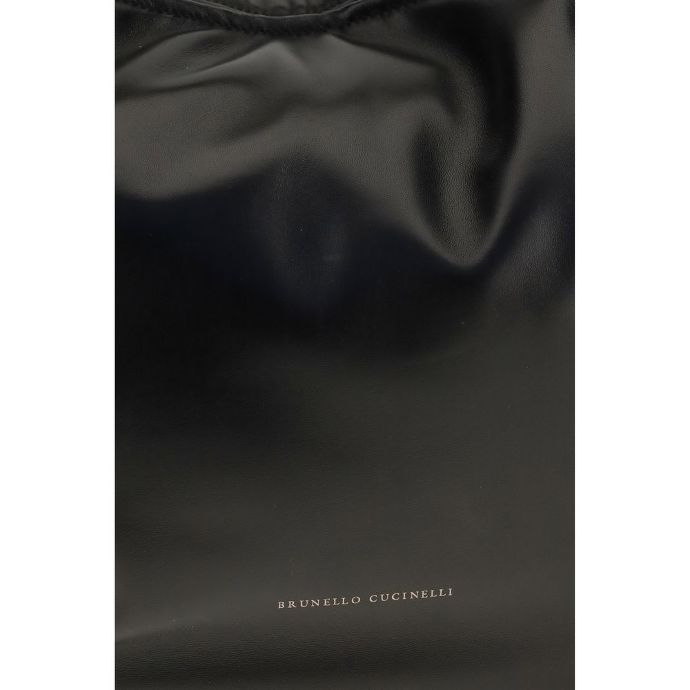 Brunello Cucinelli Geantă de Umăr Neagră din Piele